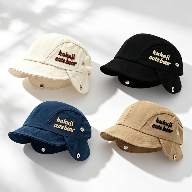Embroidery Cap - Topi Penutup Telinga Bayi Musim Gugur
