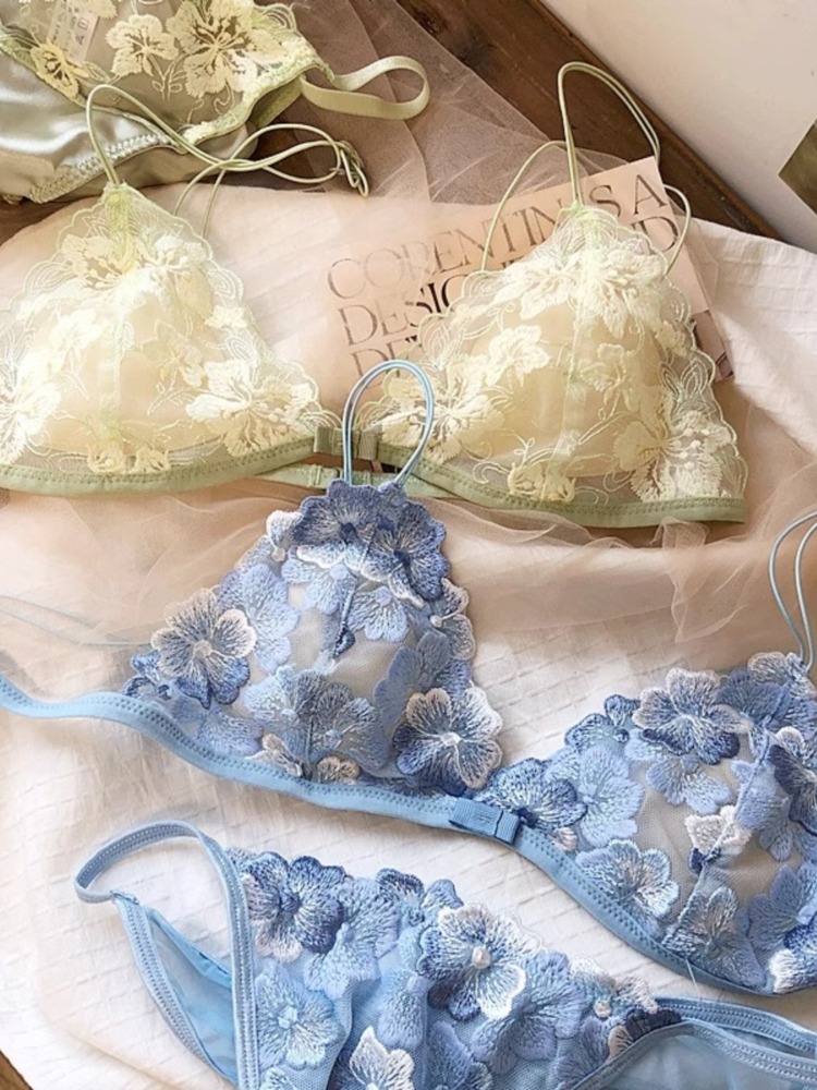 Embroidery In Australia - Set Lingerie Niche Prancis Bralette Tanpa