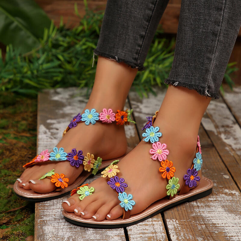 Embroidery Designer - Sandal Wanita Bordir Bunga Bohemian Desainer