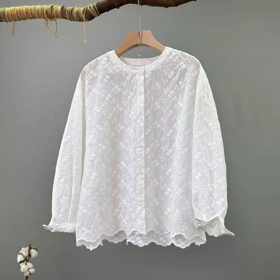 Embroidery Eyelet - Blus Wanita Bordir Renda 2026 Gaya