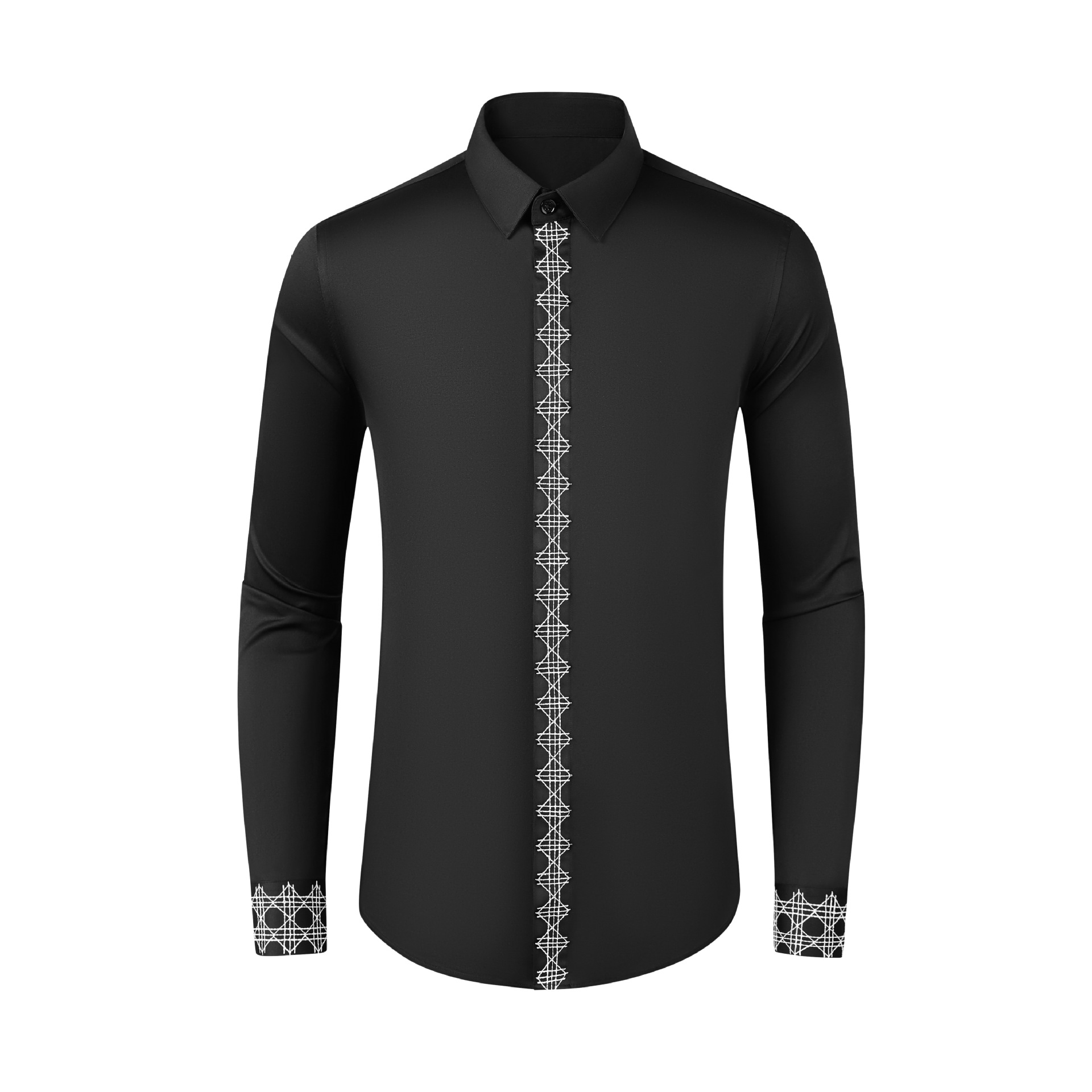 Embroidery On Black Shirt - Produk baru musim gugur dan musim