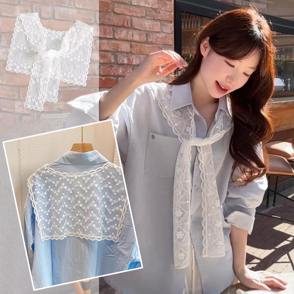 Embroidery Tshirt - Syal Selendang Renda Prancis untuk Wanita