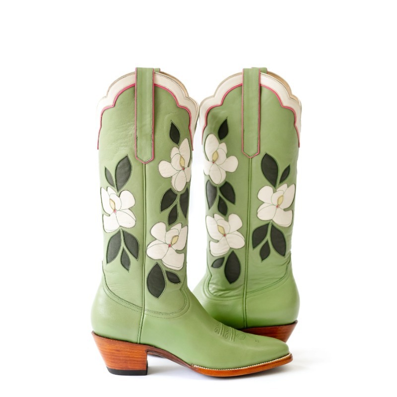 Embroidery Designer - Sepatu Bot Wanita Setengah Betis Kulit