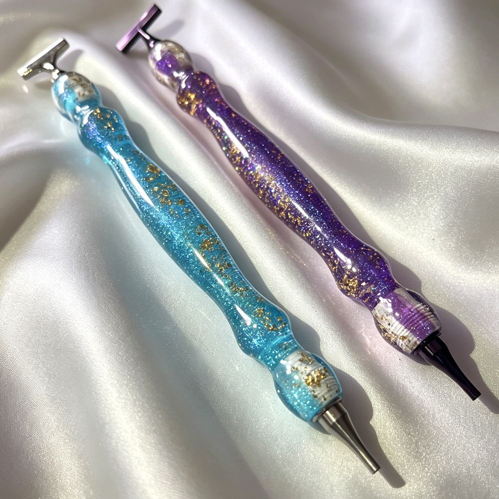 Embroidery Gold - Pena Lukis Berlian Berulir Emas Biru/Ungu