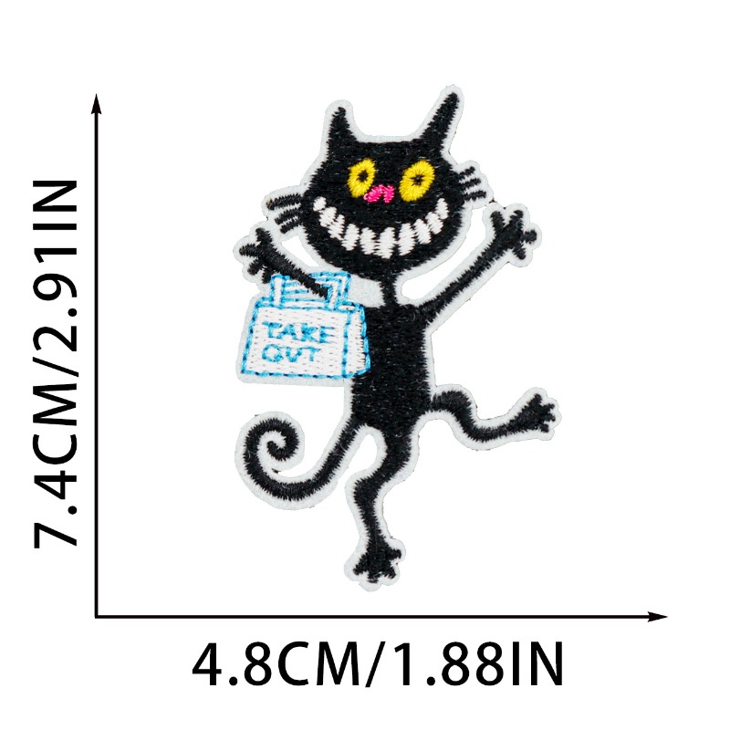 Lucu Kucing Hitam Bulat Hati S - Embroidery On Black Shirt ulasan dan harga