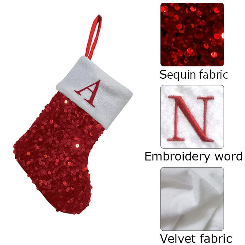 Kaus Kaki Natal Berpayet Merah - Embroidery Xmas Stocking ulasan dan harga