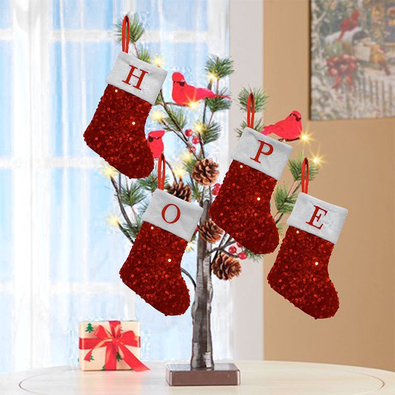 Kaus Kaki Natal Berpayet Merah - Embroidery Xmas Stocking ulasan dan harga