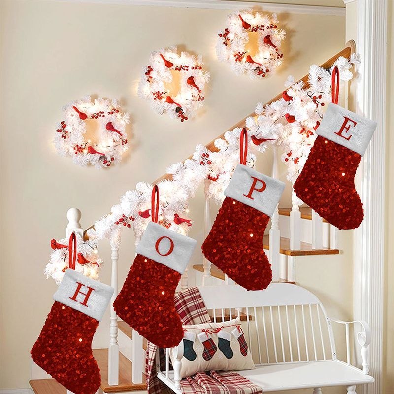 Kaus Kaki Natal Berpayet Merah - Embroidery Xmas Stocking ulasan dan harga