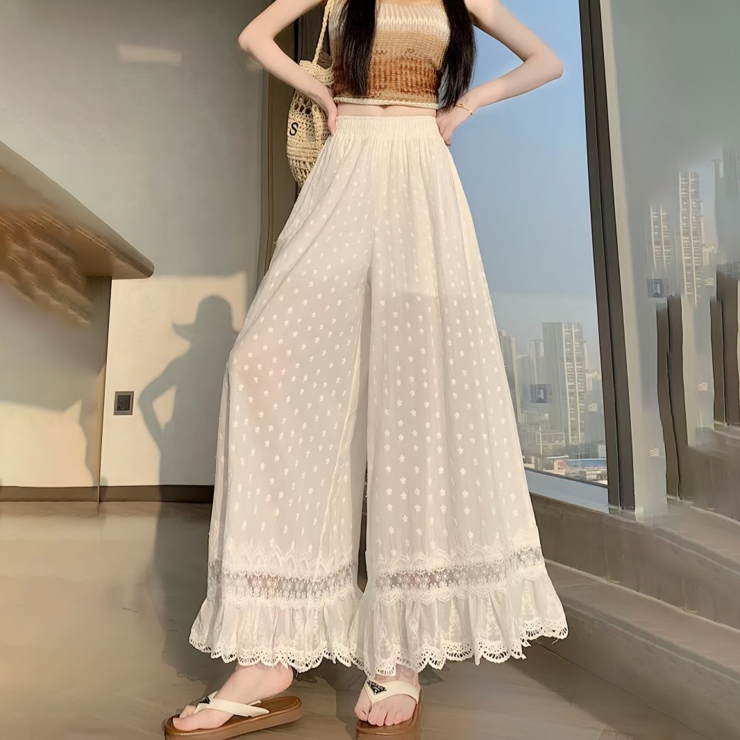 Celana Palazzo Wanita Putih El - Embroidery Eyelet ulasan dan harga