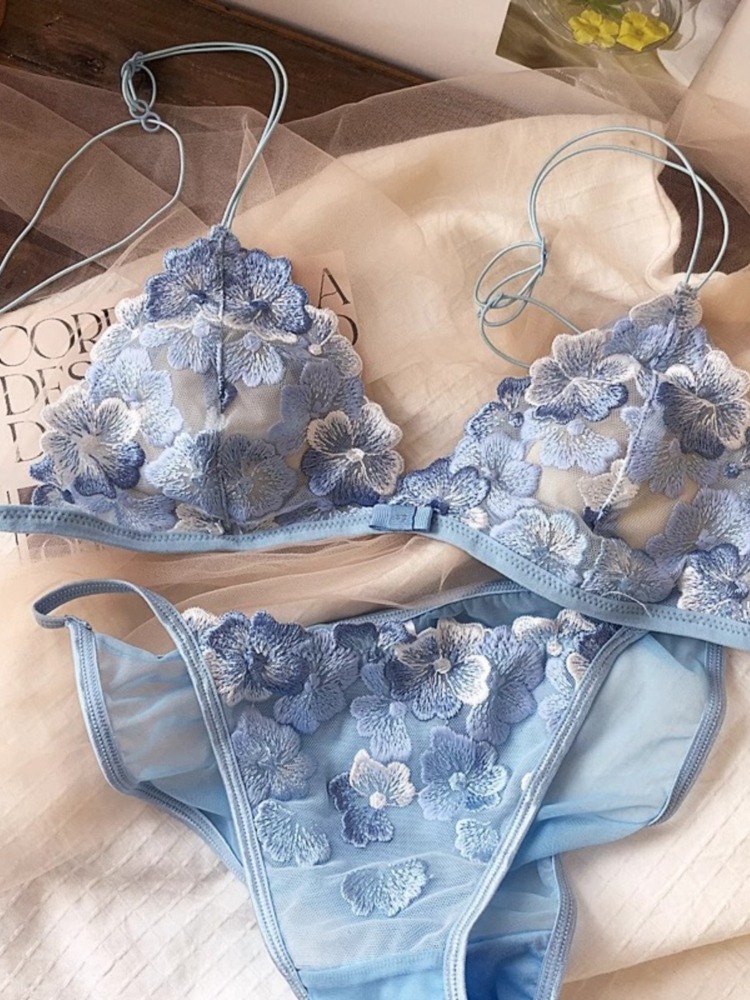 Set Lingerie Niche Prancis Bra - Embroidery In Australia ulasan dan harga