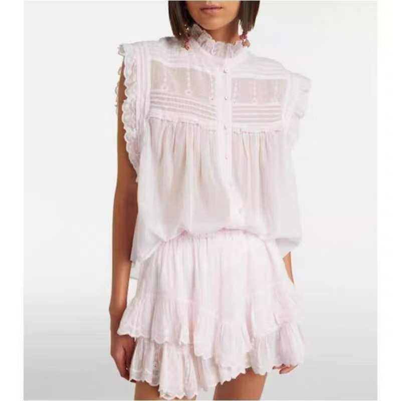 Blus Wanita Tanpa Lengan denga - Embroidery Eyelet ulasan dan harga