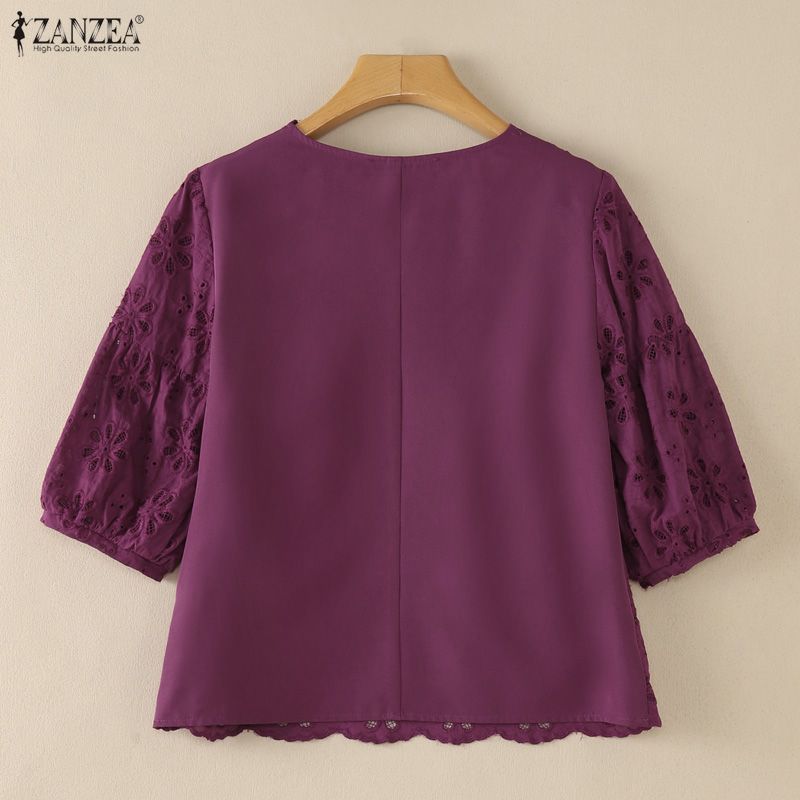 ZANZEA 2026 Blus Bordir Lubang - Embroidery Eyelet ulasan dan harga