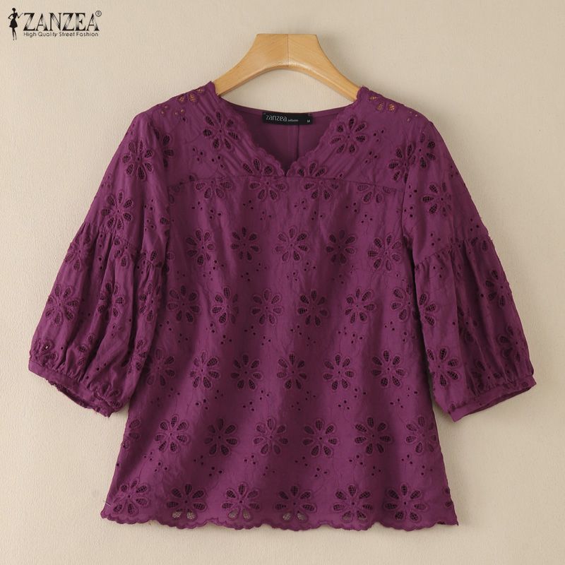 ZANZEA 2026 Blus Bordir Lubang - Embroidery Eyelet ulasan dan harga