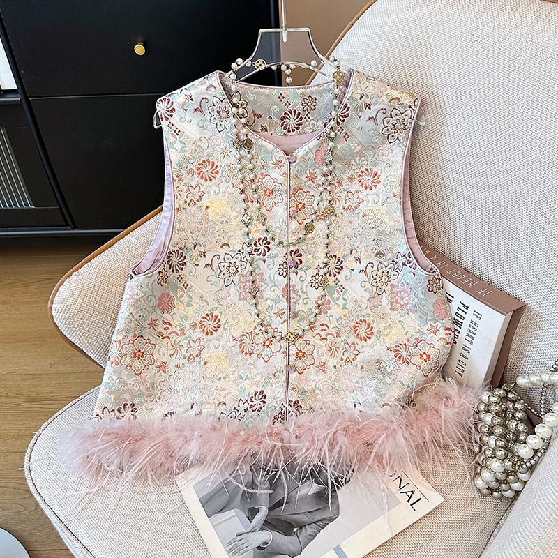 Tren Nasional Gaya Cina Baru,  - Embroidery Vest ulasan dan harga