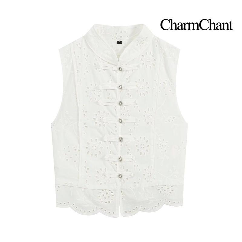 CHARMCHANT Setelan Dua Potong  - Embroidery Vest ulasan dan harga