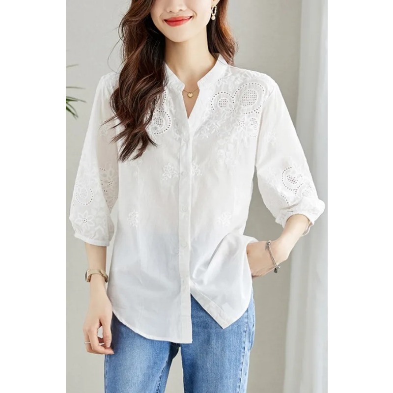Blus Bordir Eyelet Putih Wanit - Embroidery Eyelet ulasan dan harga