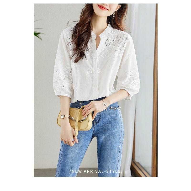 Blus Bordir Eyelet Putih Wanit - Embroidery Eyelet ulasan dan harga