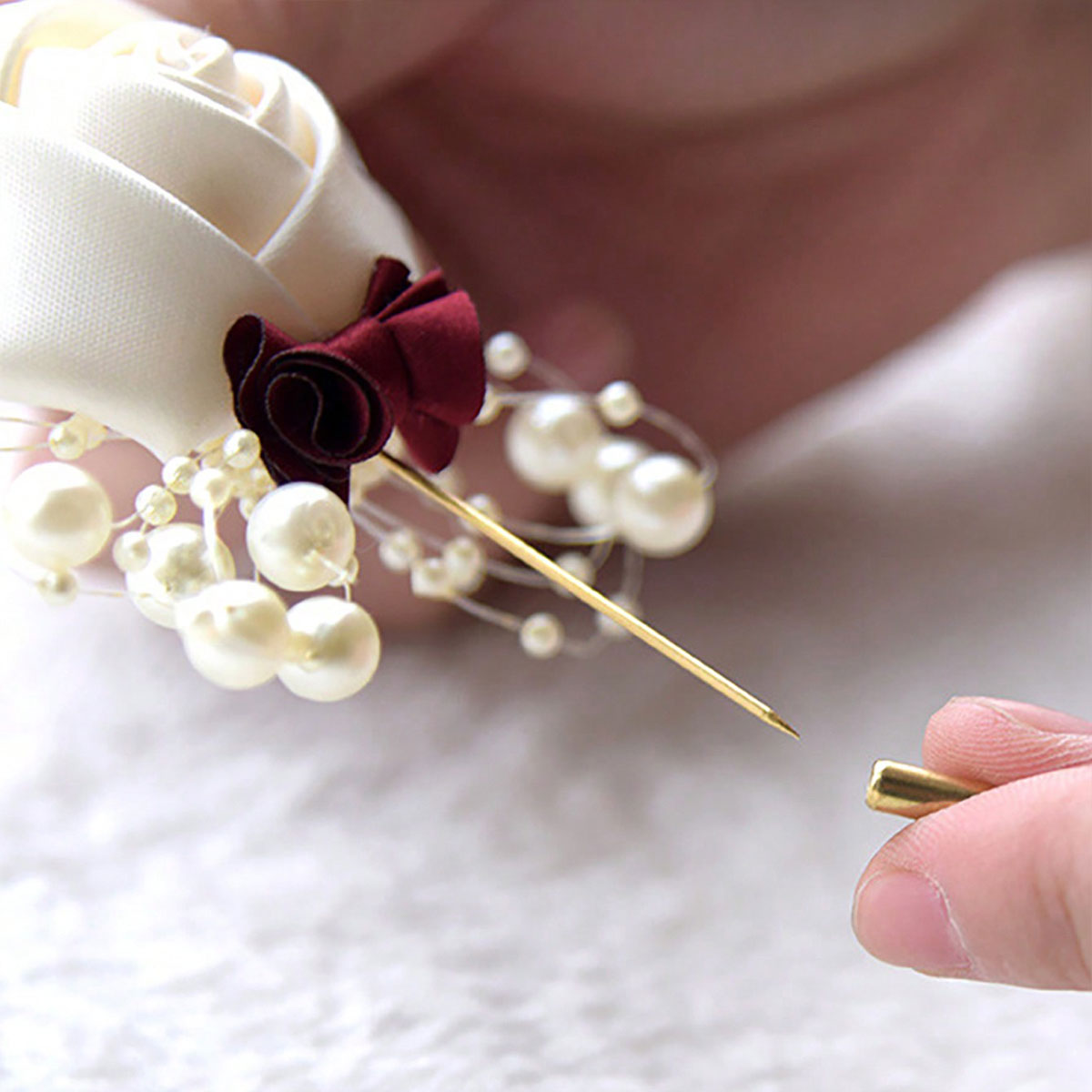 1 buah Boutonniere Mawar untuk - Embroidery Knot ulasan dan harga