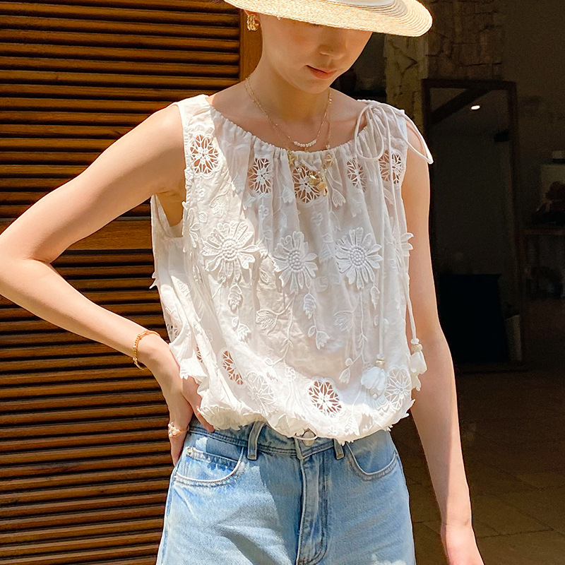 Kemeja Blus Bordir Boho Gaya P - Embroidery Eyelet ulasan dan harga