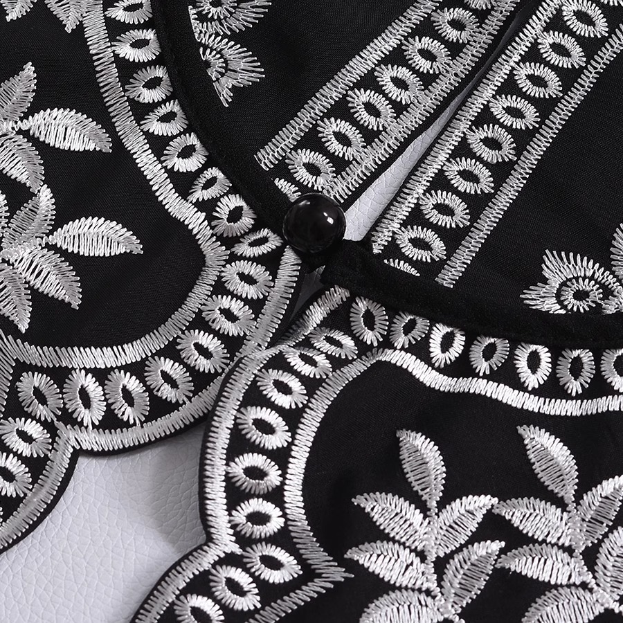 Patch kerah kemeja bergaya Ero - Embroidery On Black Shirt ulasan dan harga